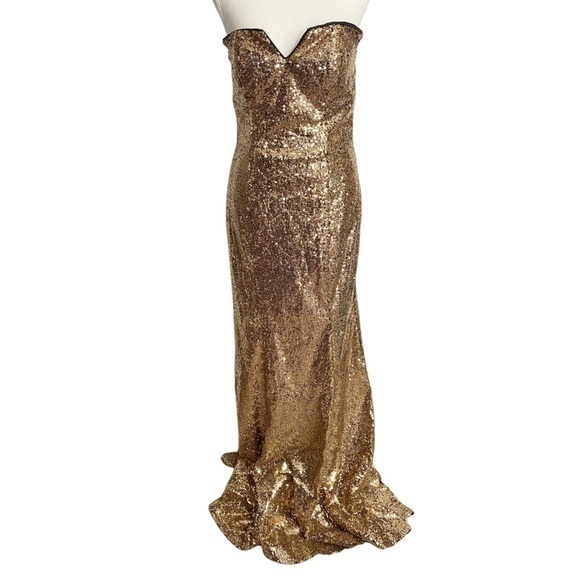 Dresses & Skirts - Gold Sequin Strapless Gown